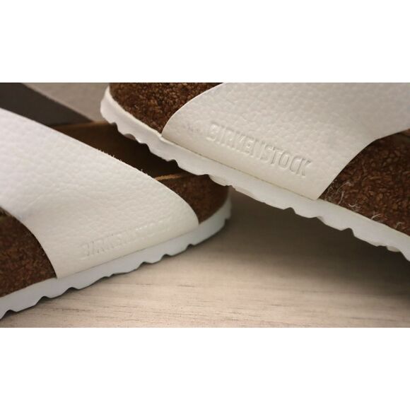 Birkenstock Women's Sz 8 White Leather Gizeh Birko-Flor Sandals - Picture 5 of 13